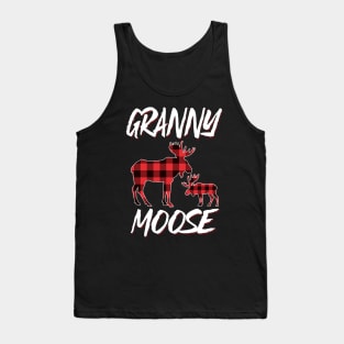 Red Plaid Granny Moose Matching Family Pajama Christmas Gift Tank Top